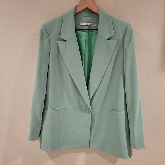 Alice + Olivia BRIGHT Green Denny Notch Blazer In Garden Green - Picture 4 of 13